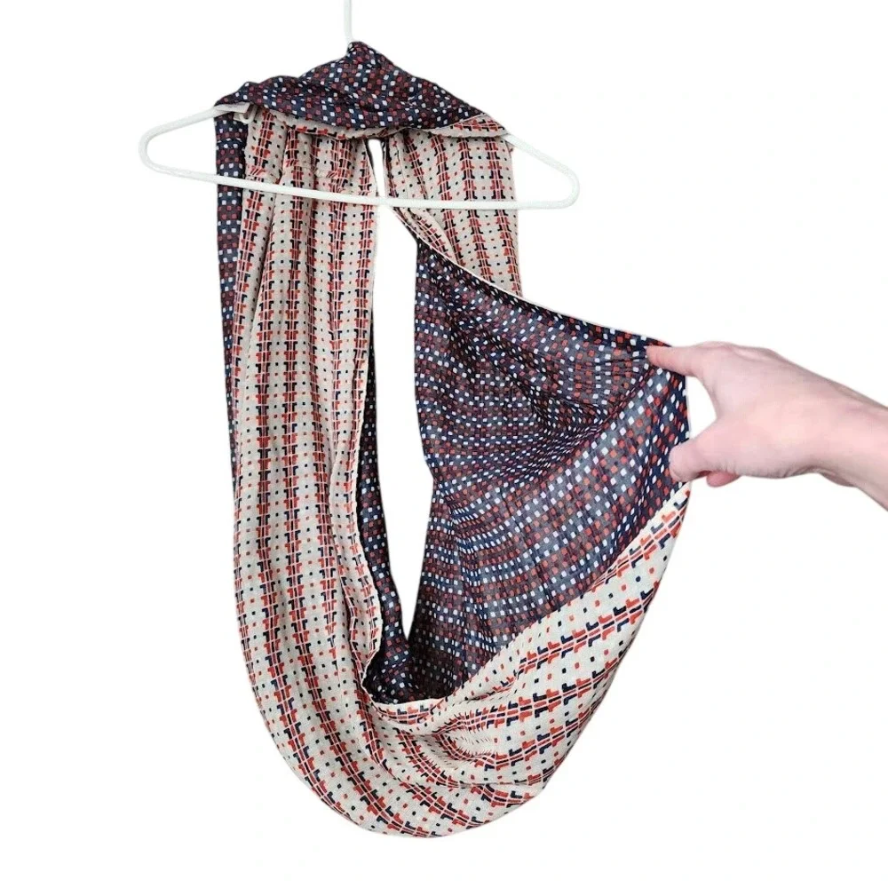 TORY BURCH Printed Infinity Scarf Red White Blue Preppy‎ Boho OS